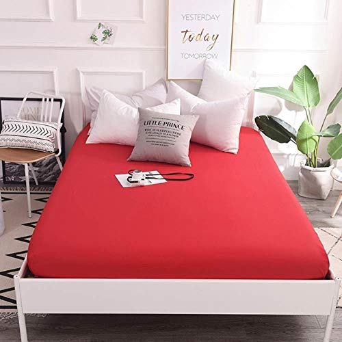 100 Cotton Fitted Sheets Plain Solid Color Bedsheets Elastic Mattress Cover Protective Case Single Full Double Queen,4611,150x200cm 30cm Deep